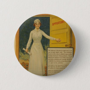 1917 WWI Poster Be A Trained Nurse -Nursing School 2 Inch Round Button