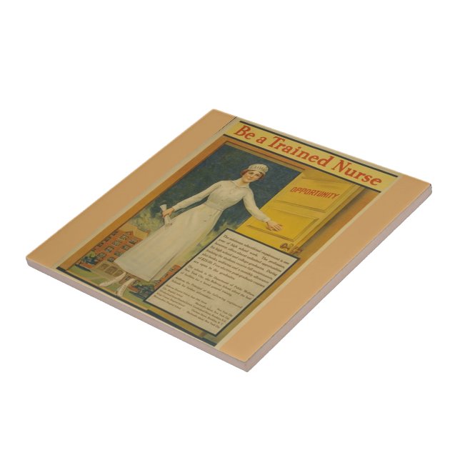 1917 WWI Poster Be A Trained Nurse -Nursing School Tile (Side)