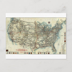 1918 AAA General Map of Transcontinental Routes Postcard