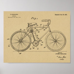 1918 Chainless Bicycle Design Patent Art Print
