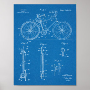 1918 Chainless Bicycle Design Patent Art Print