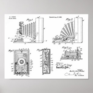 1918 Folding Camera Patent Art Drawing Print