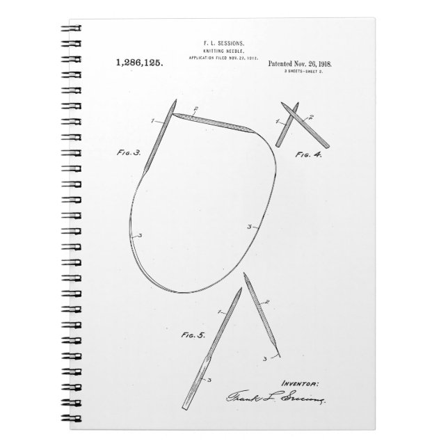 1918 Knitting Needle Patent Notebook (Front)