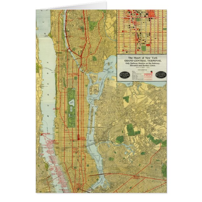 1918 New York Central Railroad Map (Front)