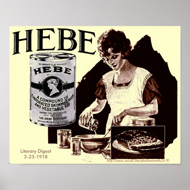 1918 Poster pour le lait évaporé Hebe (Devant)