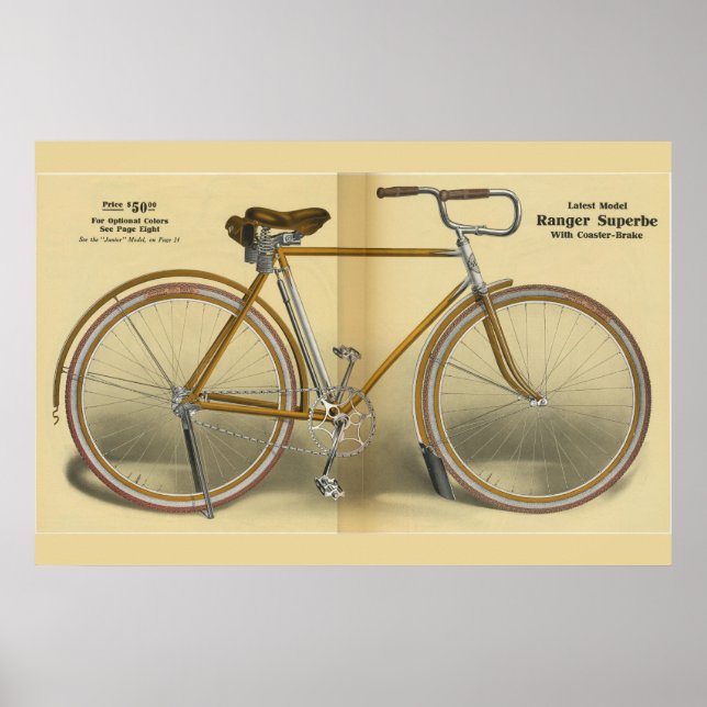 1918 Vintage Bicycle Ranger Superbe Ad Art Poster (Front)