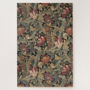 1918 Vintage Rich Floral Tapestry Brocade Damask Jigsaw Puzzle