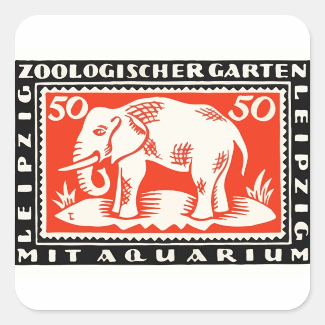 1919 Germany Leipzig Zoo Notgeld Banknote Square Sticker (Front)