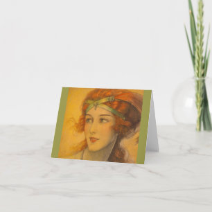1919 gorgeous redhead note card