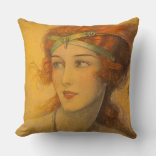 1919 gorgeous redhead throw pillow