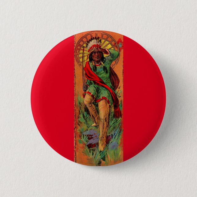 1919 Native American Indian illustration 2 Inch Round Button (Front)