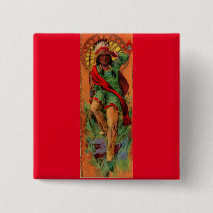 1919 Native American Indian illustration 2 Inch Square Button
