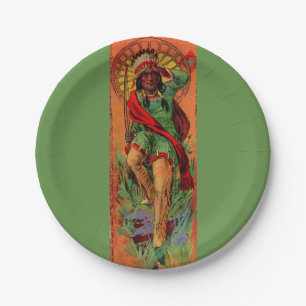 1919 Native American Indian illustration Paper Plate