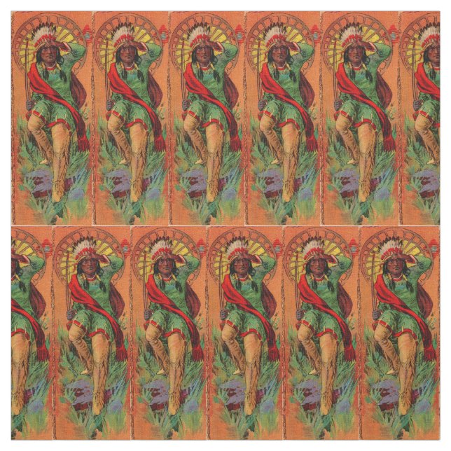 1919 Native American Indian illustration print Fabric (Swatch)
