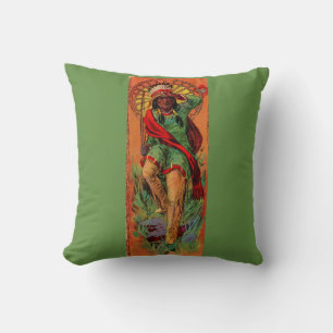 1919 Native American Indian illustration Throw Pillow