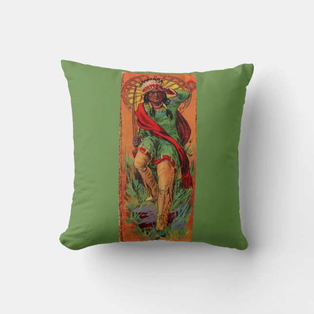 1919 Native American Indian illustration Throw Pillow (Front)