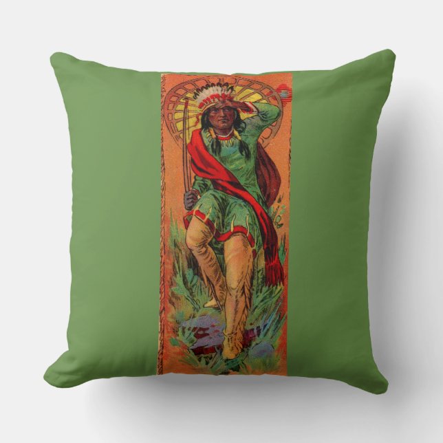 1919 Native American Indian illustration Throw Pillow (Front)