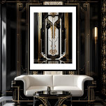 1920 Art Deco Geometric gold frame black white Poster<br><div class="desc">Modern Art Deco Geometric gold frame black white floor 1920s</div>