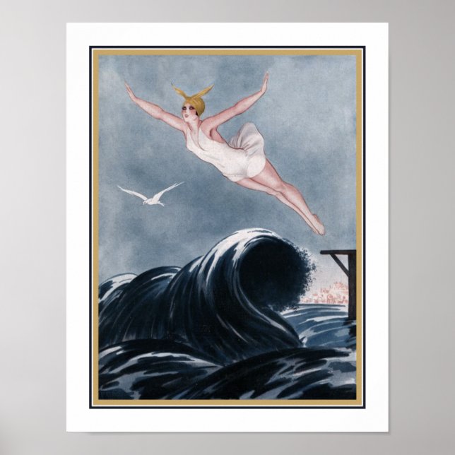 1920. Art Déco "Survoler les vagues" (Devant)