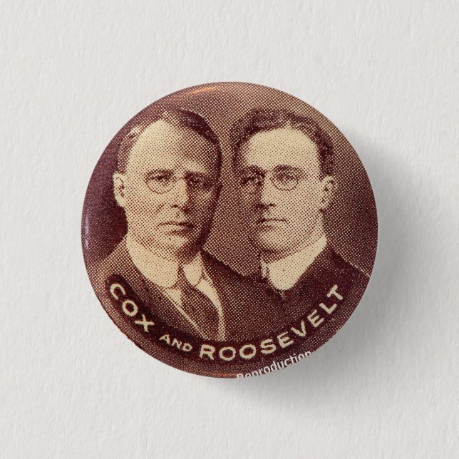 1920 Cox/Roosevelt reproduction 1 Inch Round Button (Front)