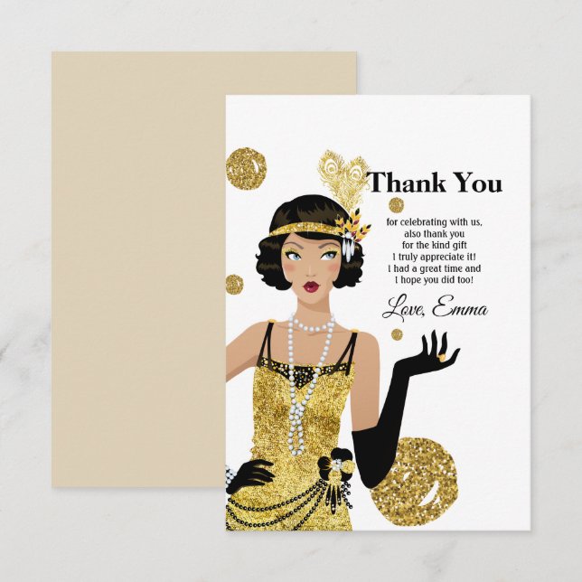 1920 flapper girl  gatsby , Art Deco Invitation (Front/Back)