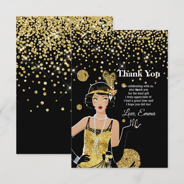 1920 flapper girl  gatsby , Art Deco Invitation (Front/Back)