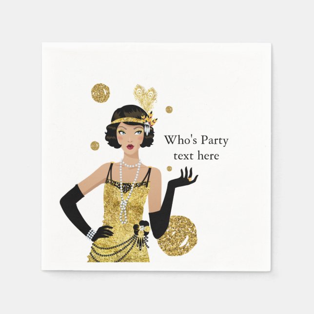 1920 flapper girl  gatsby , Art Deco Napkin (Front)