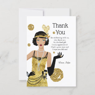 1920 flapper girl gatsby , Art Deco Thank You Card