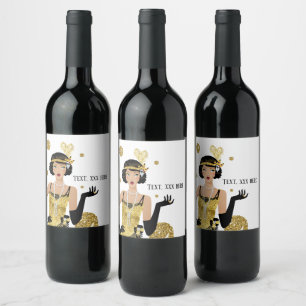1920 flapper girl  gatsby , Art Deco Wine Label
