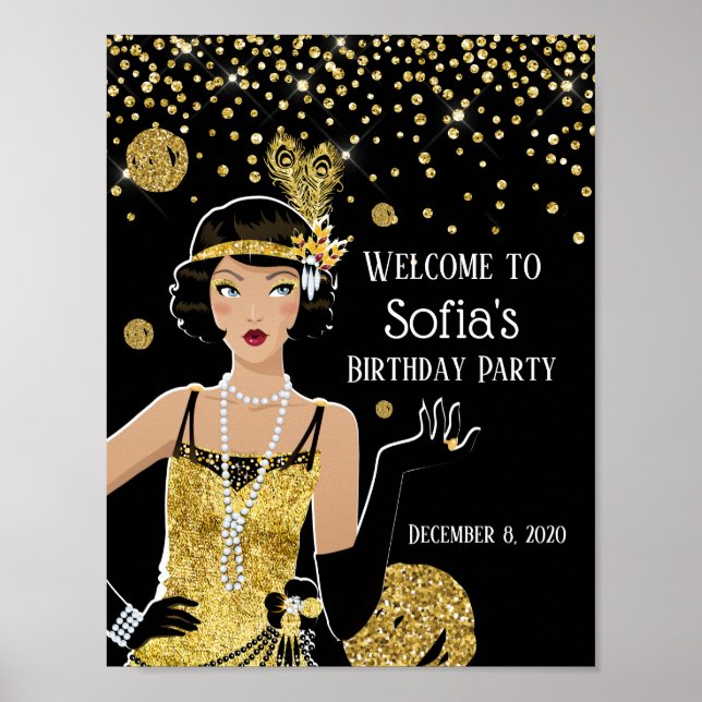 1920 flapper girl  welcome sign (Front)