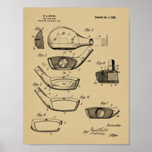 1920 Golf Club Head Design Patent Art Print