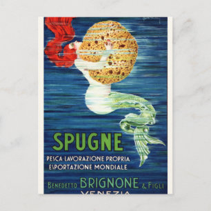 1920 Italian Mermaid With Sponge Advertising Poste Postcard