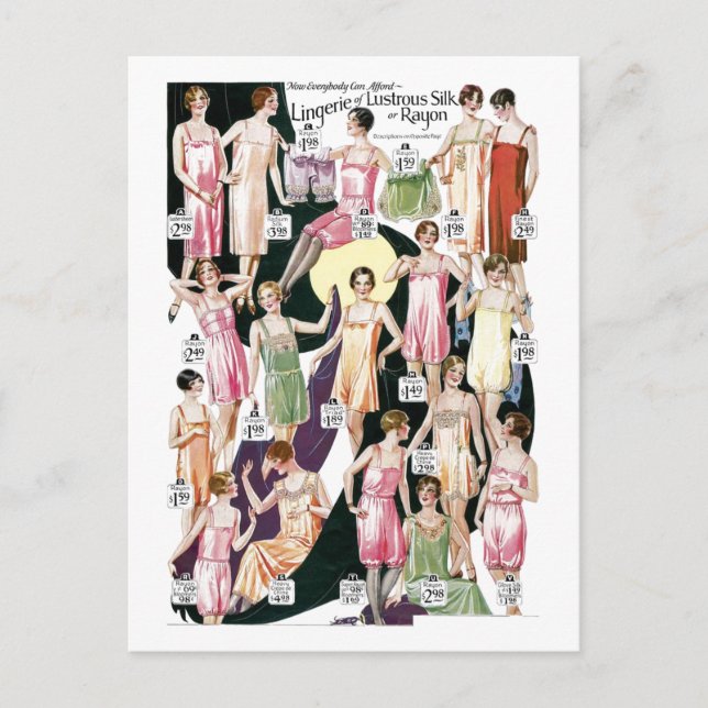 1920 Lustrous Lingerie Ad Label Postcard (Front)