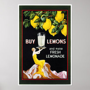 1920 Poster Vintage de limonade d'épicerie restaur