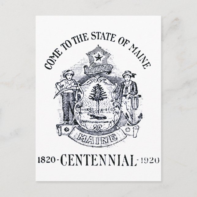 1920 State of Maine Centennial Postcard (Front)