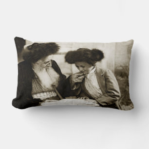 1920 Studying the Torah, sepia toned Lumbar Pillow