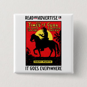 1920 The Times of Cuba 2 Inch Square Button
