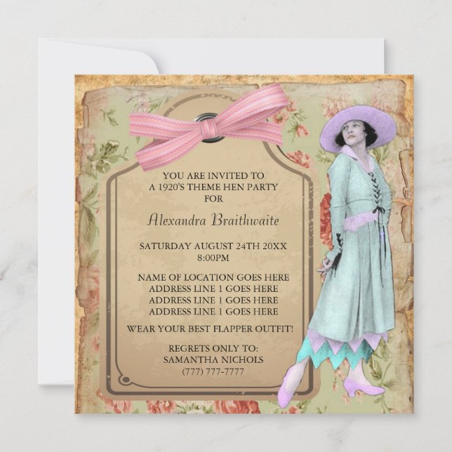 1920 Thème Hen Party Invitation (Devant)