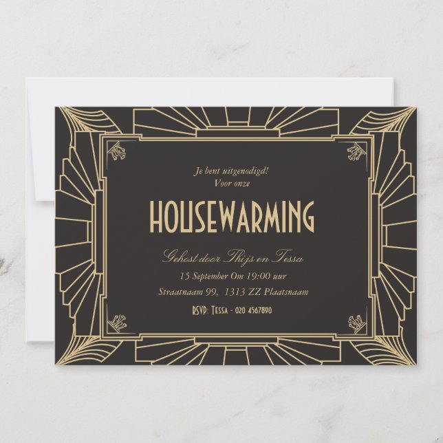 1920 themed uitnodiging van de inwijdingsfeestpart invitation (Front)