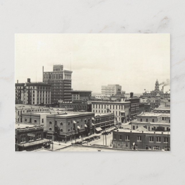1920 View of Downtown Fort Worth, TX & Courthouse Postcard (Front)