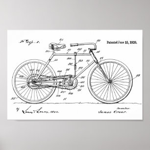 1920 Vintage Bicycle Patent Art Print
