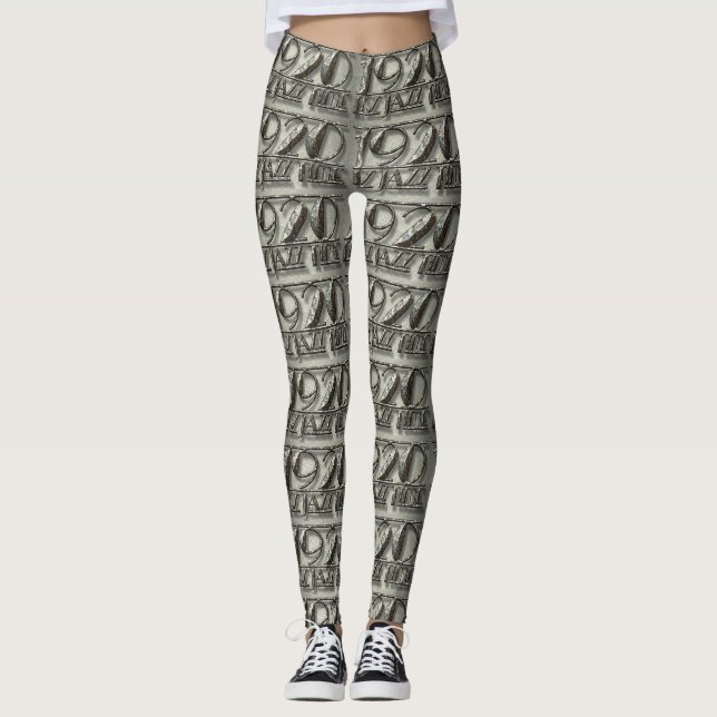 1920 Vintage Billboard Jazz Time Music Dance Leggings (Front)