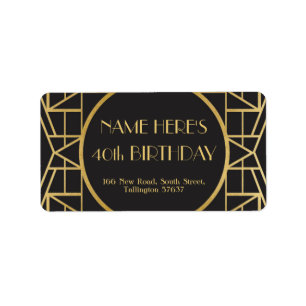 1920's Art Deco Birthday Gatsby Address Labels 20s