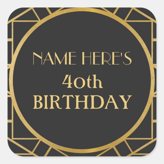 1920's Art Deco Birthday Gatsby Address Stickers (Front)