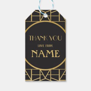 1920's Art Deco Birthday Gatsby Thank You Tags 20s