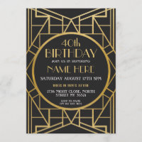 1920's Art Deco Birthday Great Gatsby Party Invite