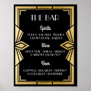 1920's Art Deco Black Bar Sign Wedding Reception