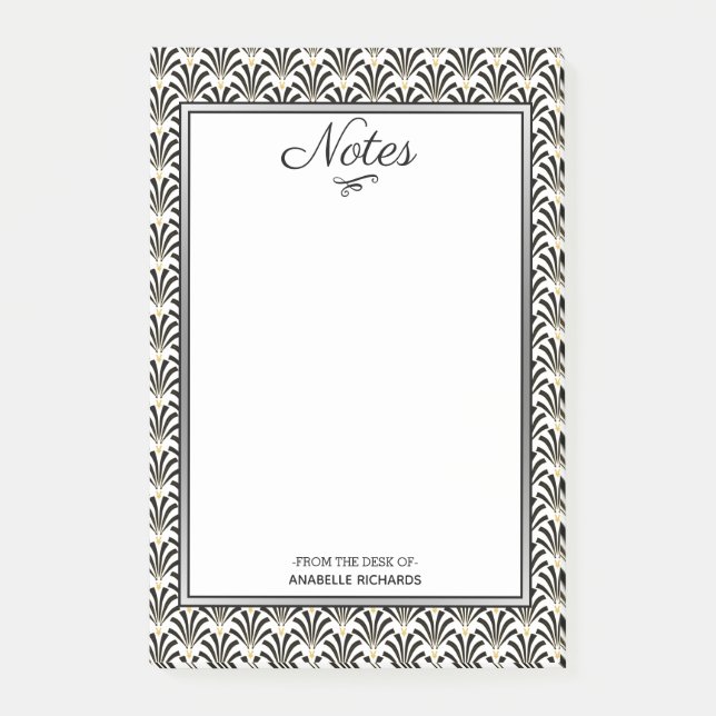 1920s Art Deco Black & White Fans Post-it Notes (Front)