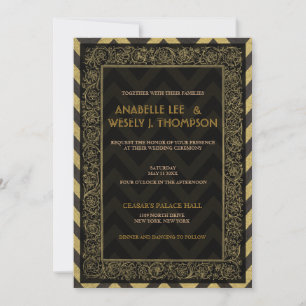 1920s Art Deco Chevron Wedding Invtitation Invitation