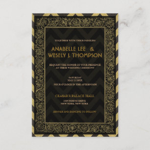 1920s Art Deco Chevron Wedding Invtitation Invitation